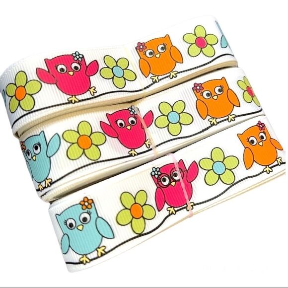 Grosgrain Ribbon 7/8” 5 yards 5/$20 NEW bow scrapbooking fall autumn owl flower - Picture 1 of 6